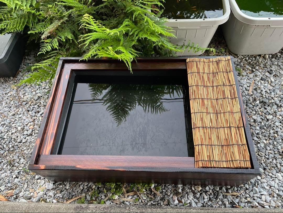 60Lトロ舟と木枠のセット　簾と産卵床のおまけ付き　メダカ　ビオトープ 60Lトロ舟と木枠のセット 簾と産卵床のおまけ付き メダカ ビオトープ